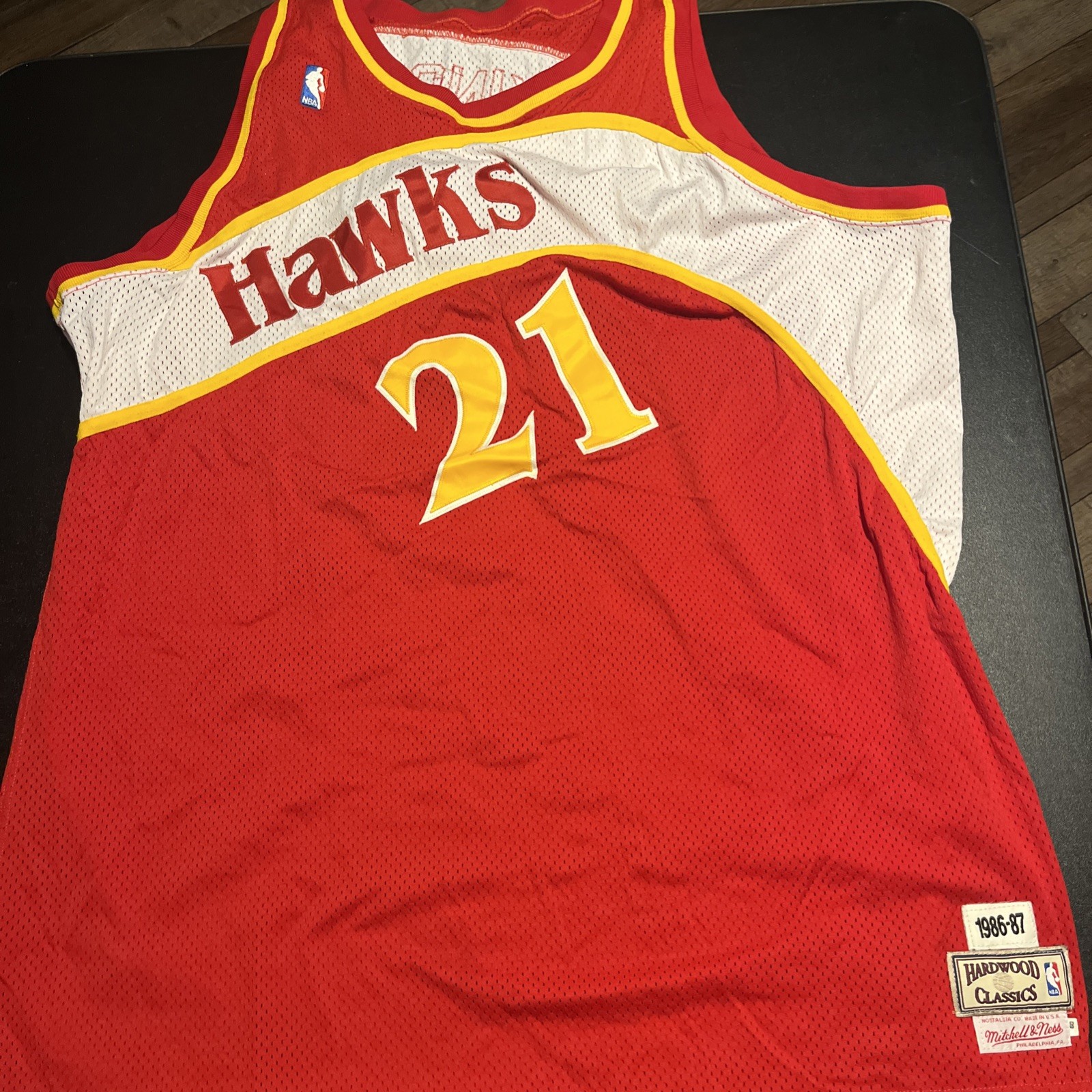 Vintage 1986‑87 Mitchell & Ness Dominique Wilkins #21 Atlanta Hawks  Size 60