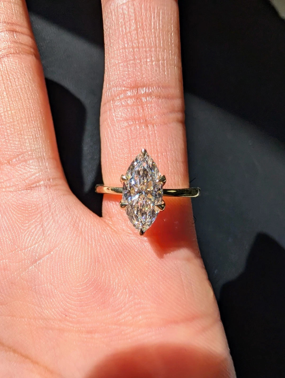 3Ct Marquise Cut Moissanite Solitaire Women Engagement Ring 14K Gold Plated 3Ct Marquise Cut Moissanite Solitaire Women Engagement Ring 14K Gold Plated