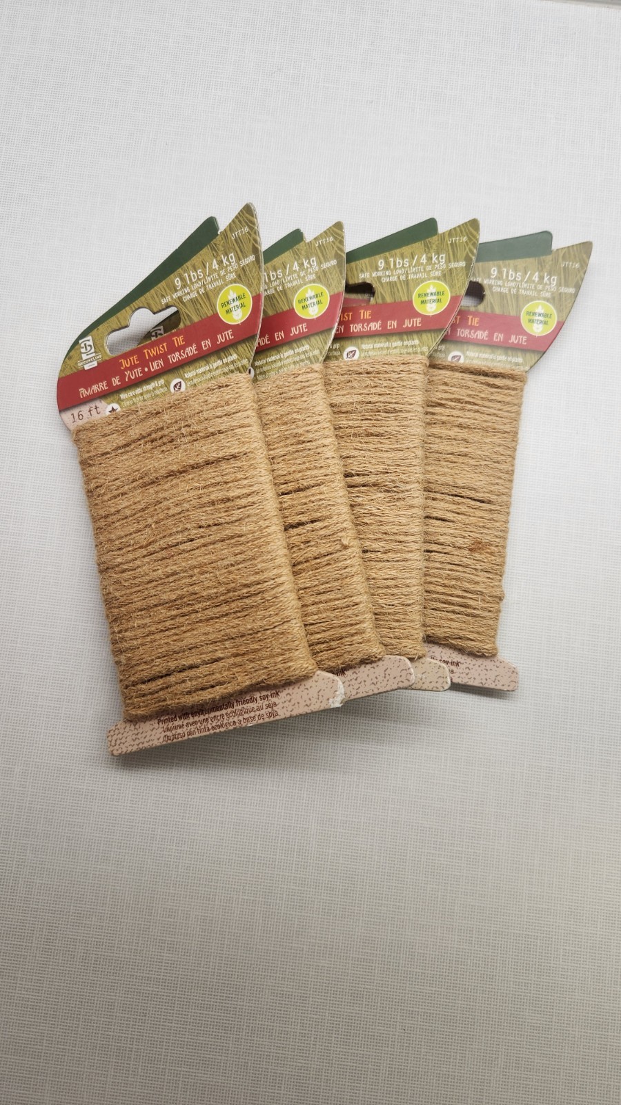 4 PACK - SecureLine Jute Twine Twist Tie Biodegradable 16 Ft Wire Core Garden 4 PACK - SecureLine Jute Twine Twist Tie Biodegradable 16 Ft Wire Core Garden