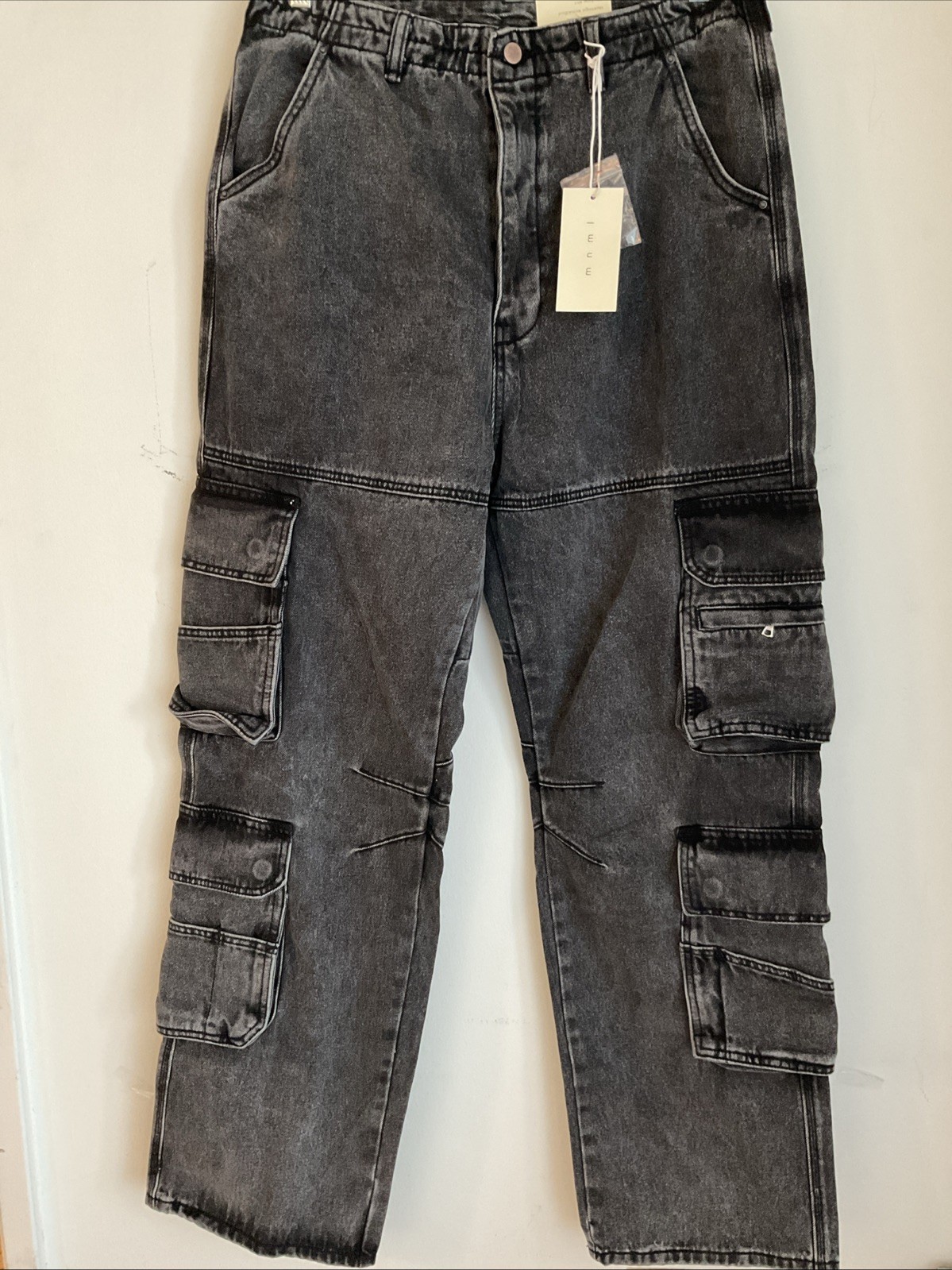 MNML ULTRA BAGGY WASHED BLACK HEAVY 4 CARGO POCKETS BUTTON FLY SKATE JEANS 34x33 MNML ULTRA BAGGY WASHED BLACK HEAVY 4 CARGO POCKETS BUTTON FLY SKATE JEANS 34x33