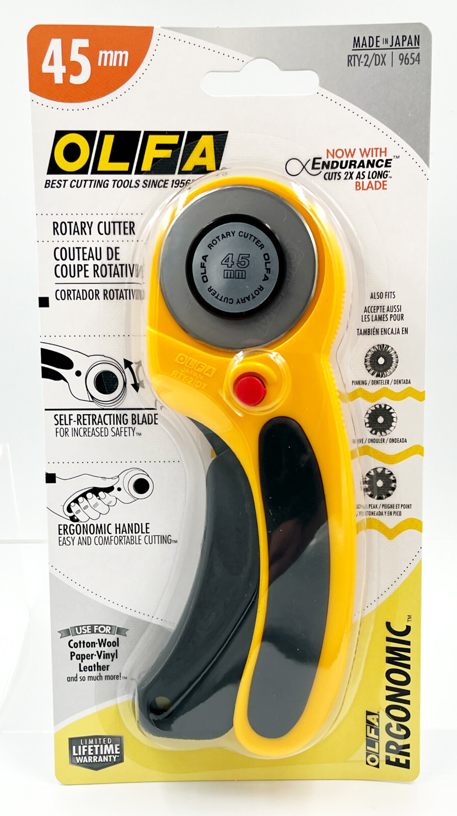 OLFA 45 mm Ergonomic Rotary Cutter RTY-2/DX 9654 NEW SEALED OLFA 45 mm Ergonomic Rotary Cutter RTY-2/DX 9654 NEW SEALED