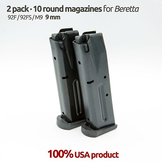 2 Pack Beretta 92F,92FS,M9 10 Round Blue Magazines