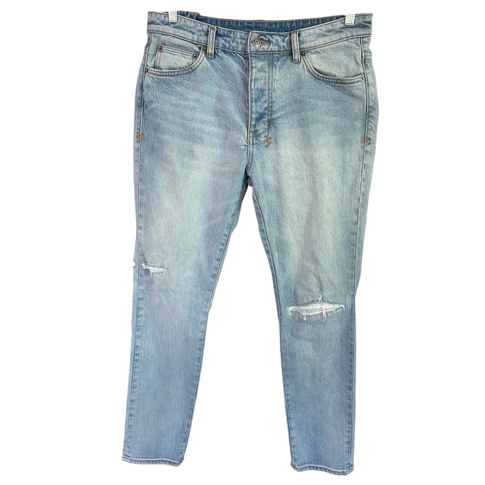 Ksubi Chitch The Streets Jeans Mens 32 Light Wash Blue Distressed Slim Denim