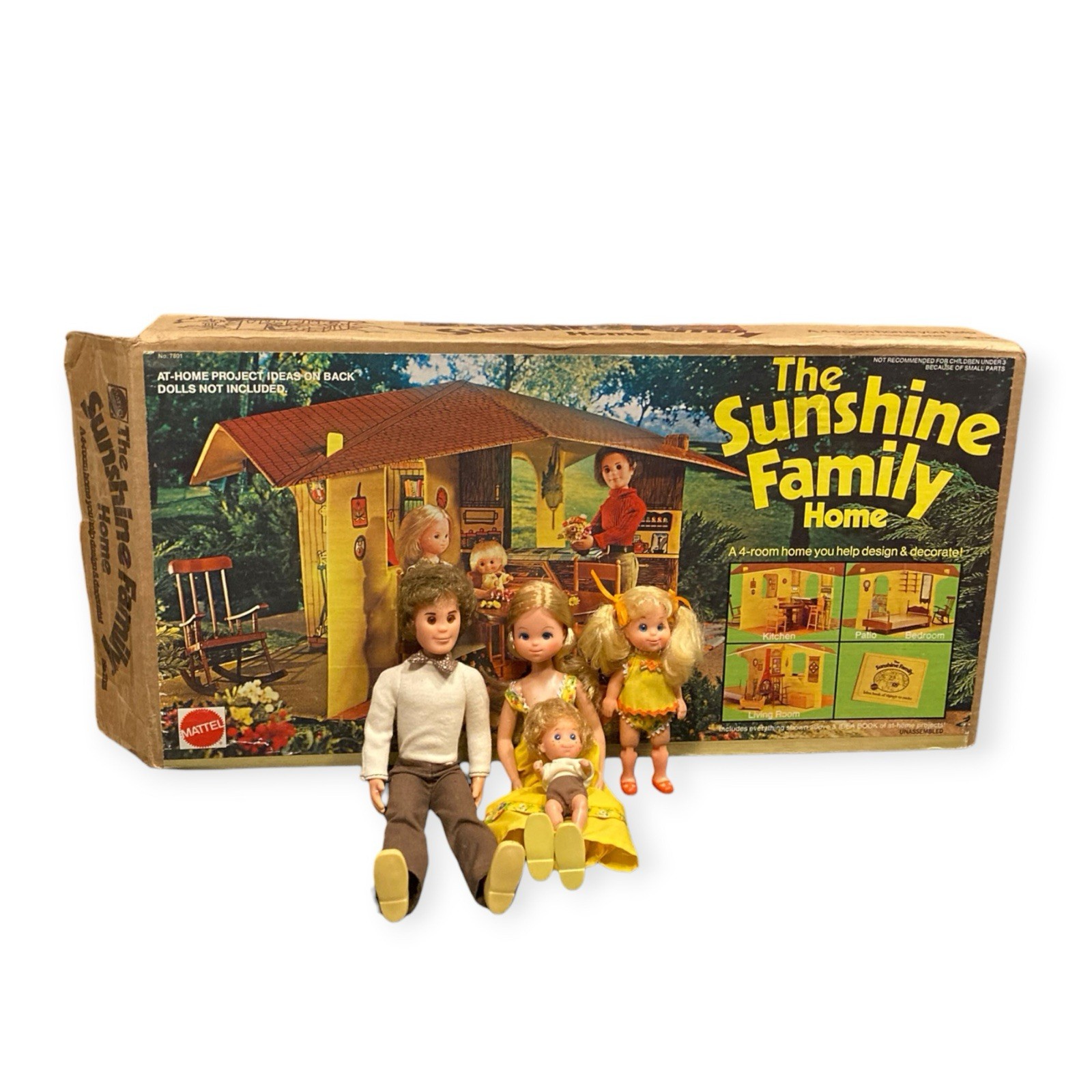 Vintage 1973 Mattel The Sunshine Family Home with Box Complete RARE W/ Family