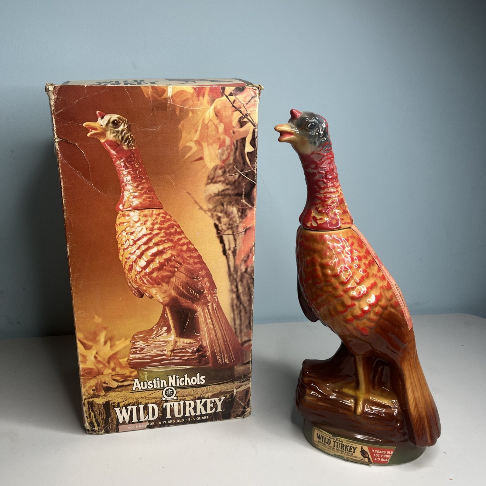 Austin Nichols Wild Turkey No.2 Decanter w/Original Box-Empty-Top 1D Austin Nichols Wild Turkey No.2 Decanter w/Original Box-Empty-Top 1D