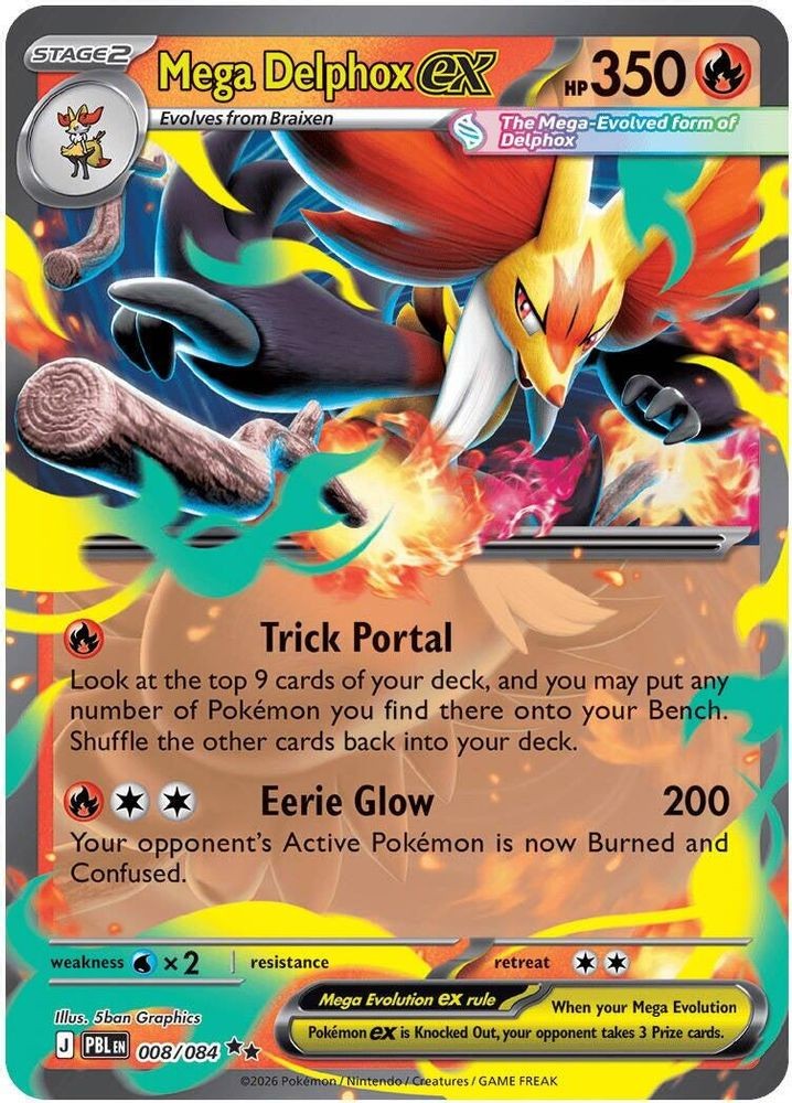 Mega Delphox ex 008/084 Holo Ultra Rare Pitch Black Pokemon Near Mint