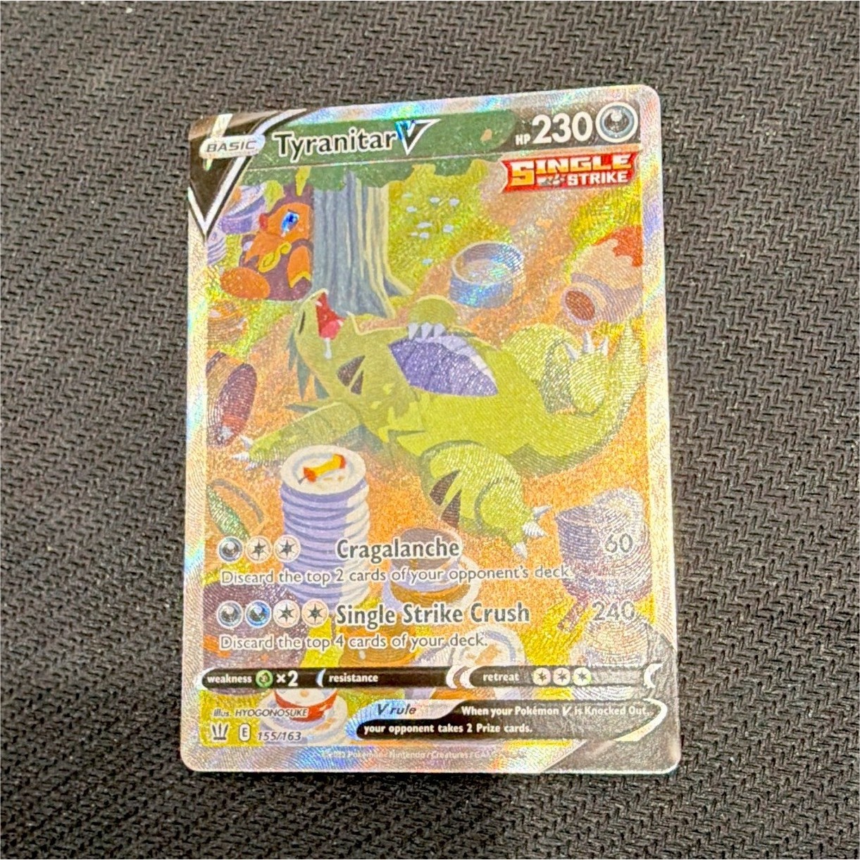 Pokemon Tyranitar V 155/163 Battle Styles Full Art Holo Ultra Rare 230 HP Pokemon Tyranitar V 155/163 Battle Styles Full Art Holo Ultra Rare 230 HP