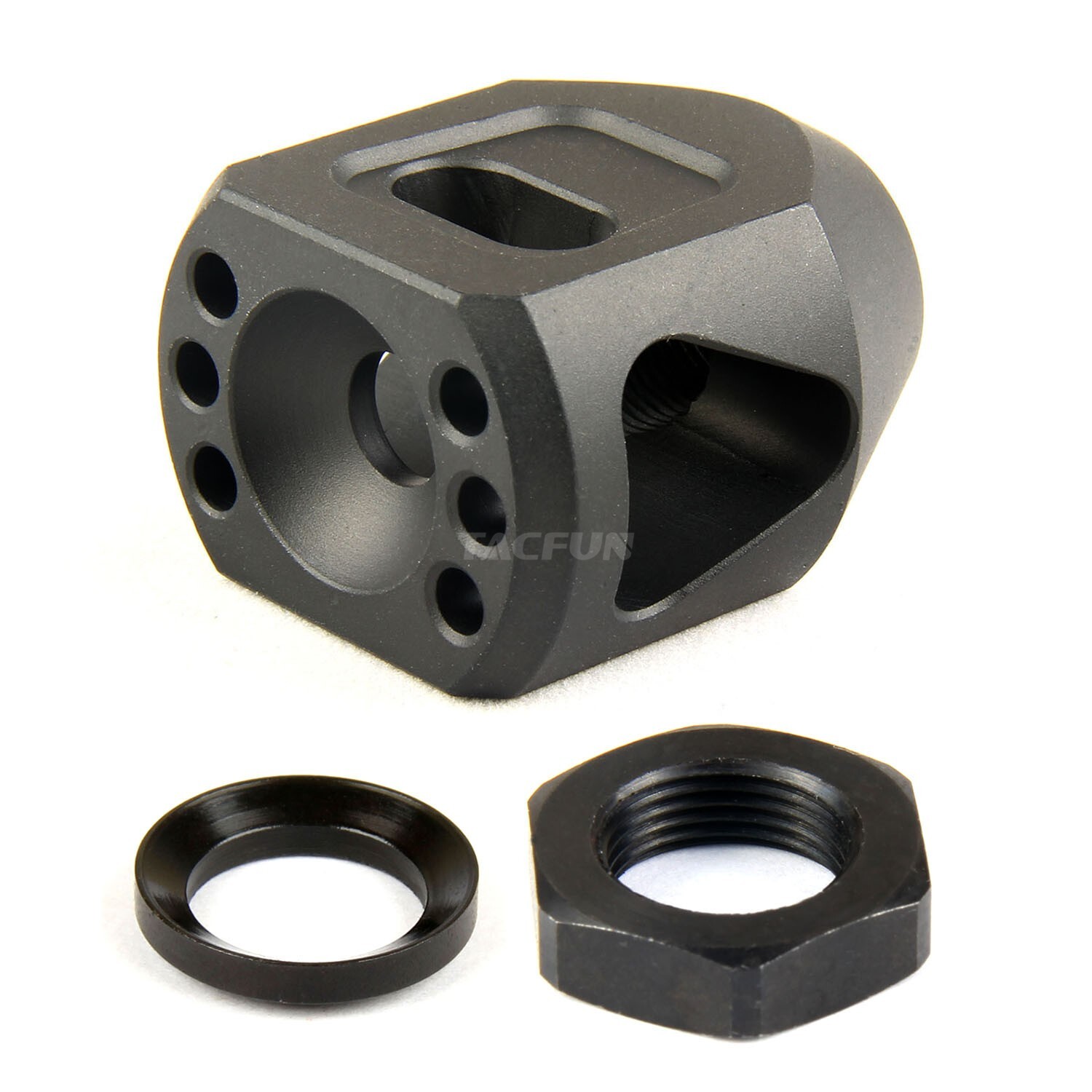 Tanker Style Short Muzzle Brake 1/2x28 Pitch for 223 556 22lr