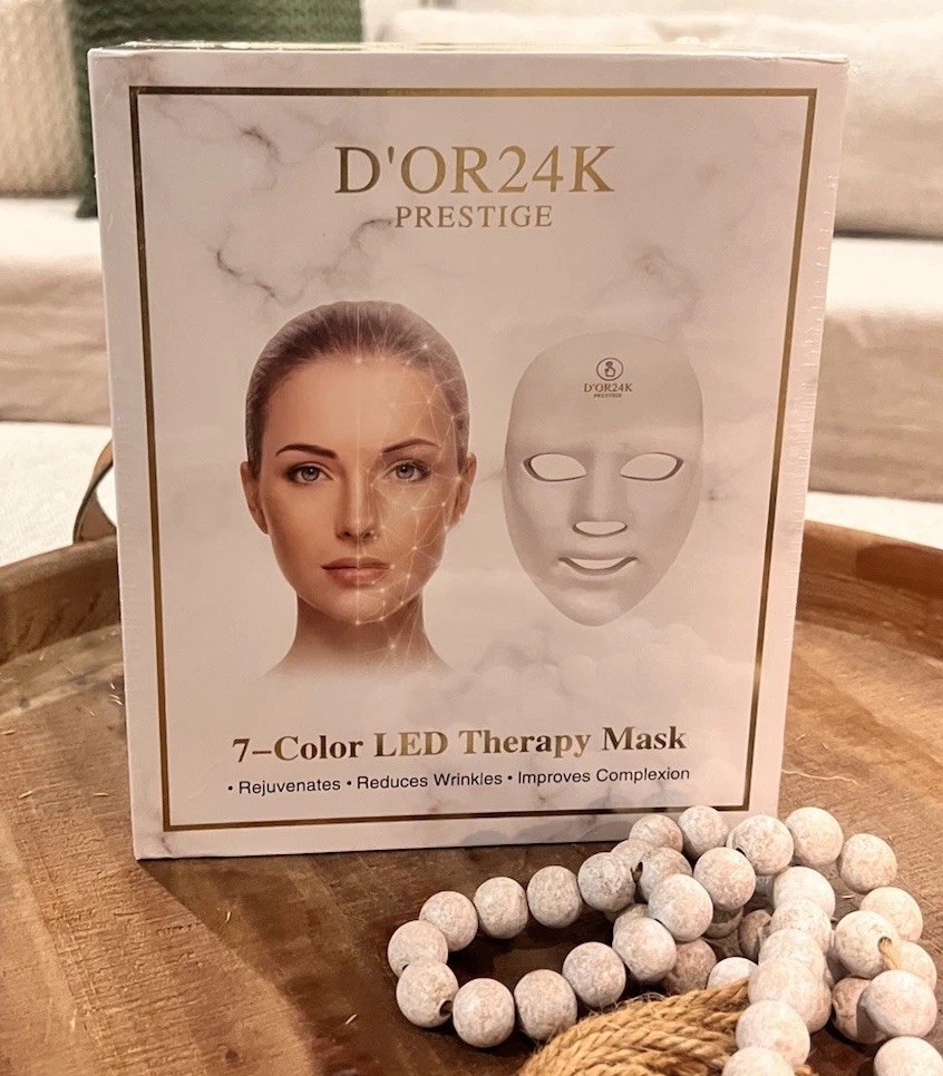 D'OR24K Prestige 7 Color LED Therapy Face Mask USB Skin Rejuvenation New