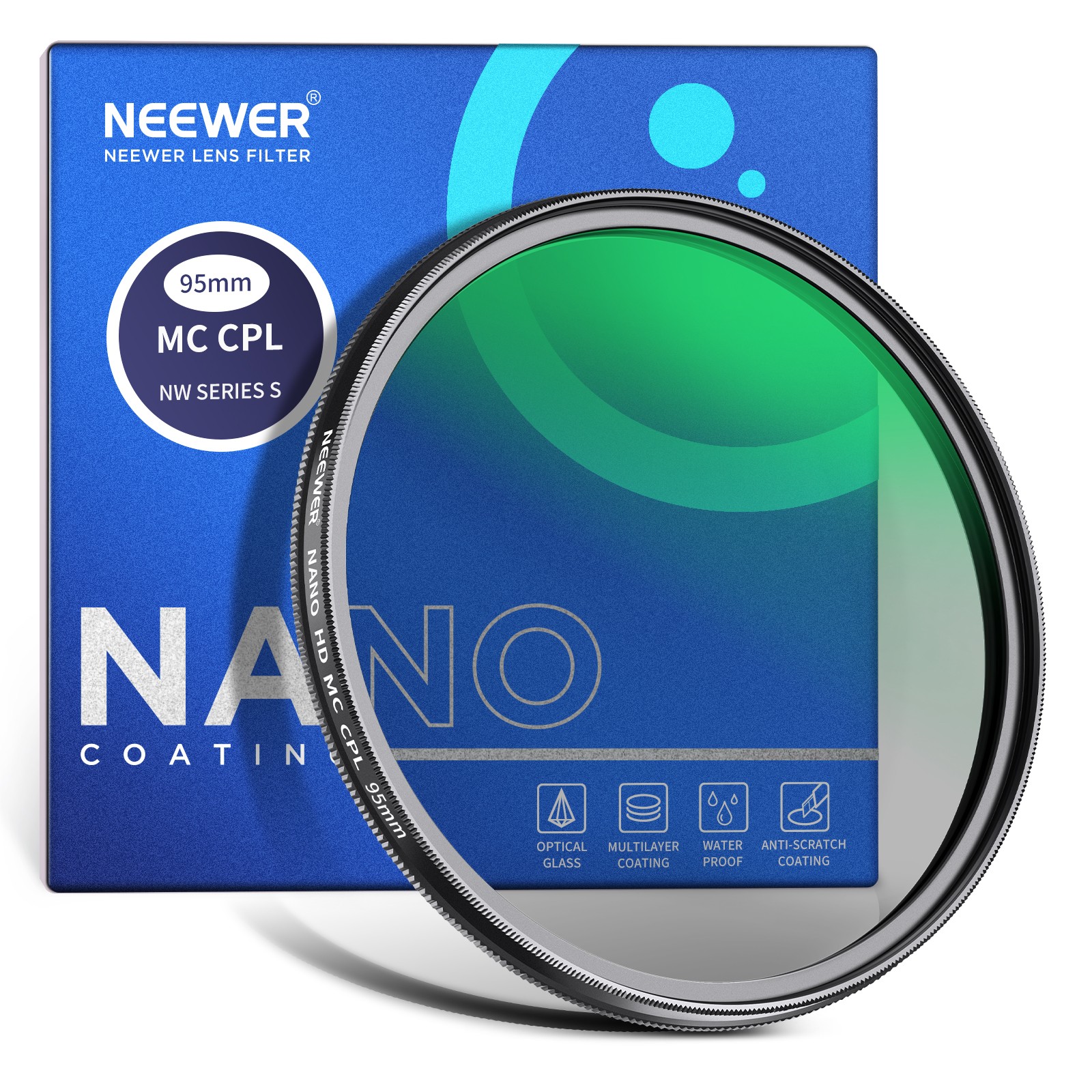 NEEWER 95mm CPL Polarizer Filter, 24-Layer Nano Coated, HD Glass, Ultra Slim
