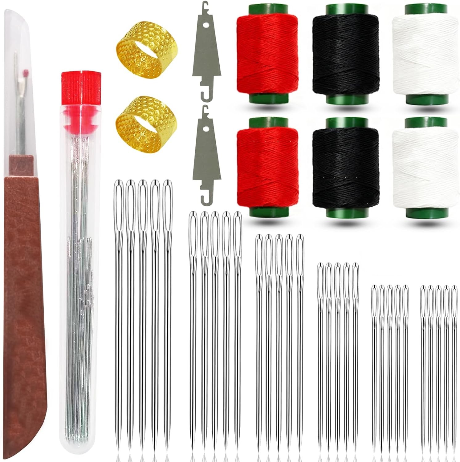 42PCS Big Eye Steel Sewing Needles Kit, Stainless Steel Needles for Hand Sewing