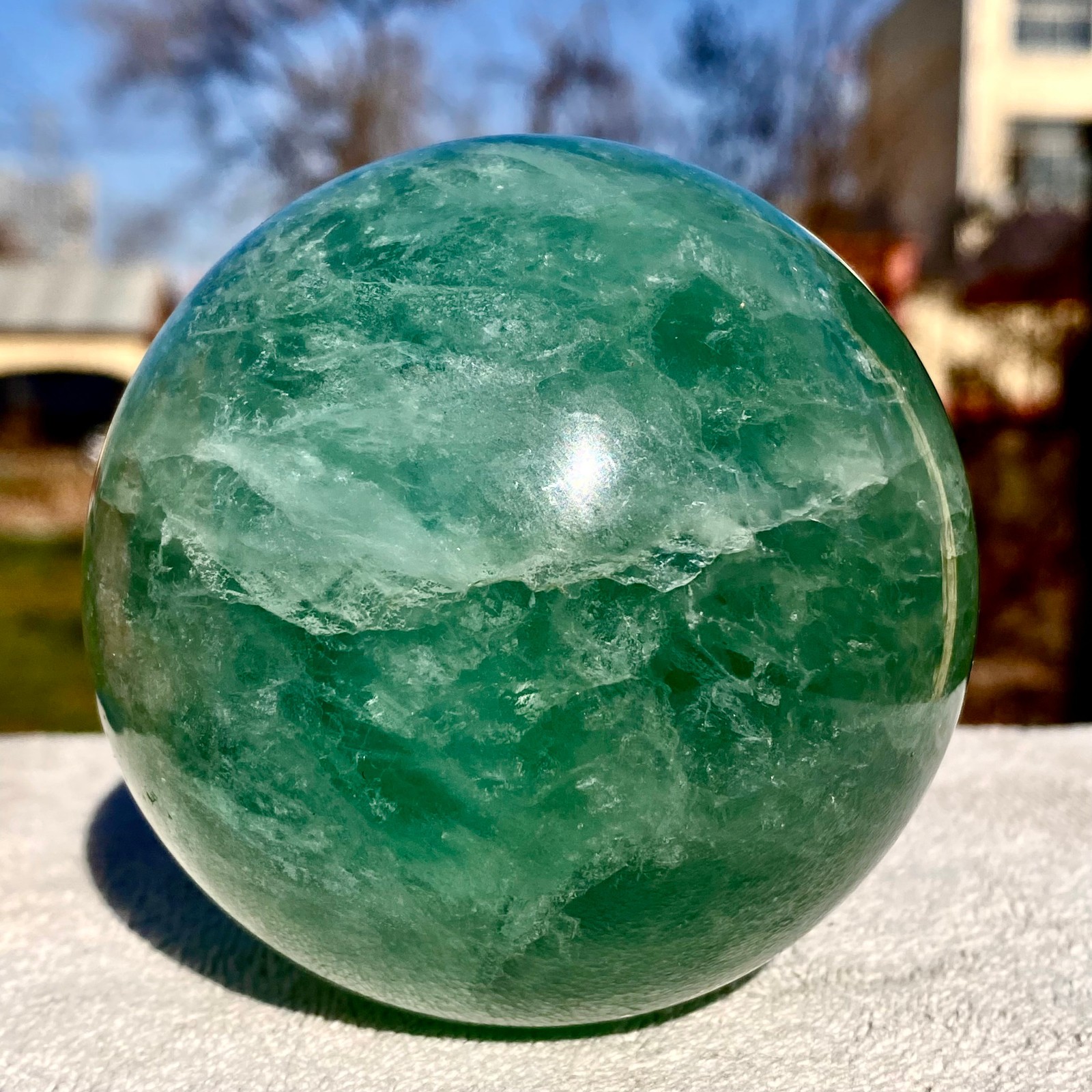 2.93LB Natural Green Fluorite Quartz Sphere Crystal Ball Healing Decoration