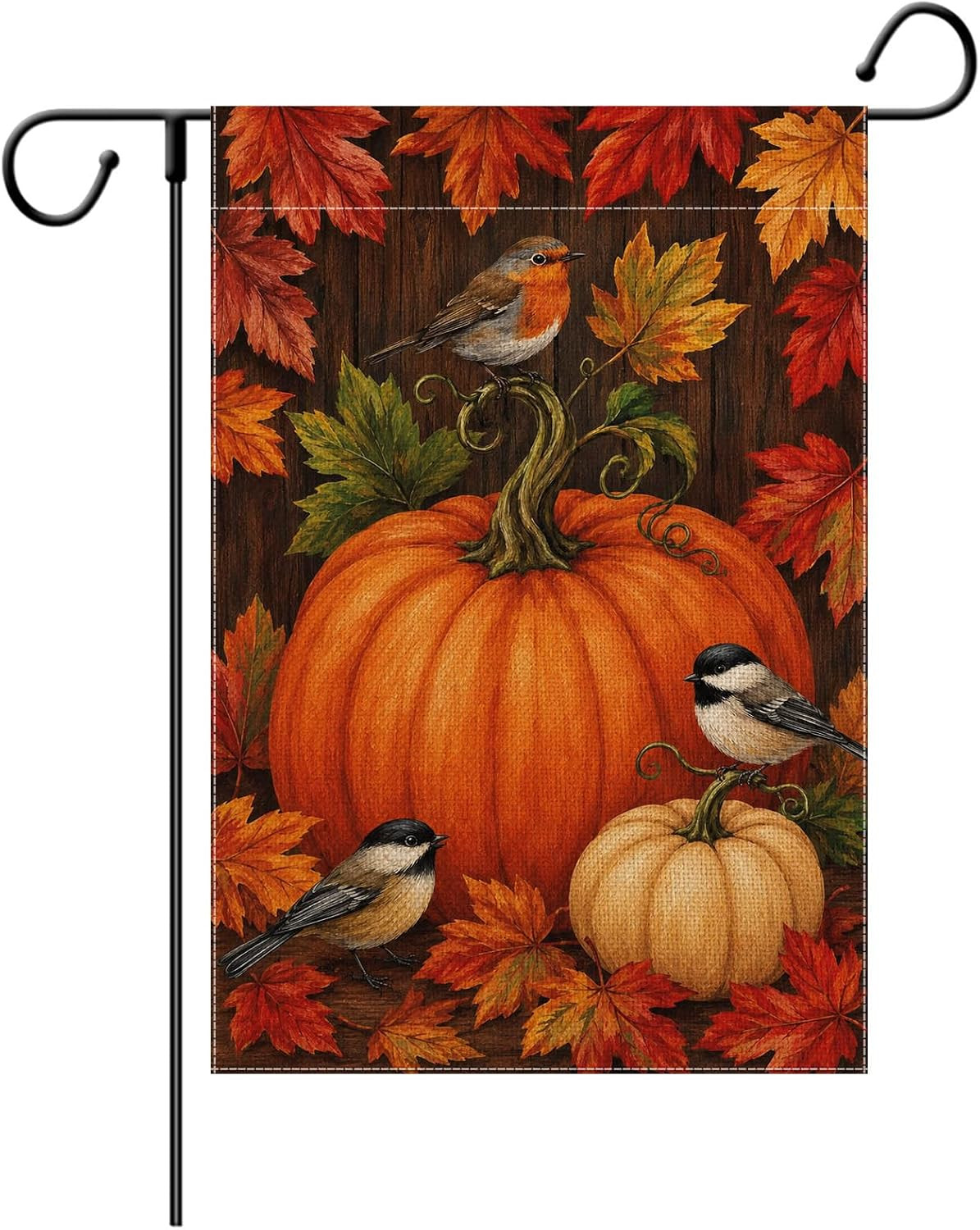 Fall Garden Flag Double Sided outside Flag Thanksgiving Pumpkin Birds Small Burl