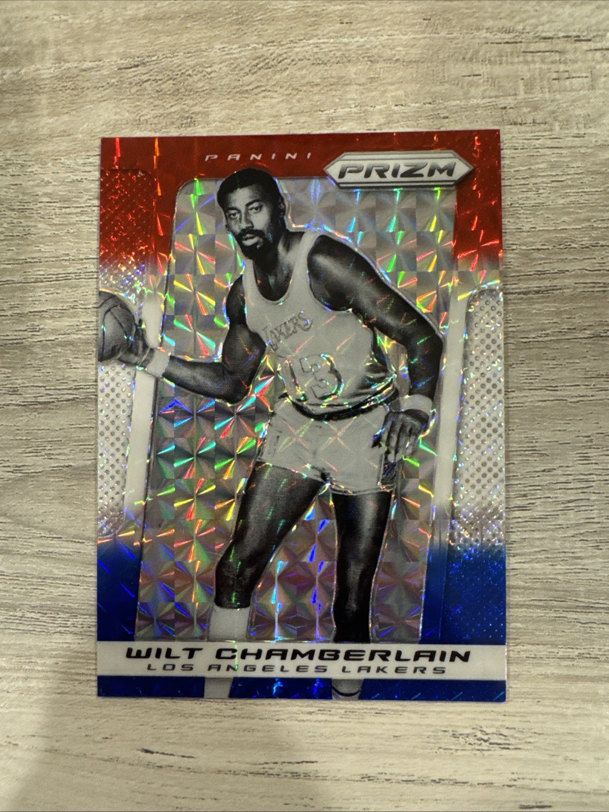 2013-14 Panini Prizm - Wilt Chamberlain #257 Red White & Blue Mosaic Prizm 2013-14 Panini Prizm - Wilt Chamberlain #257 Red White & Blue Mosaic Prizm
