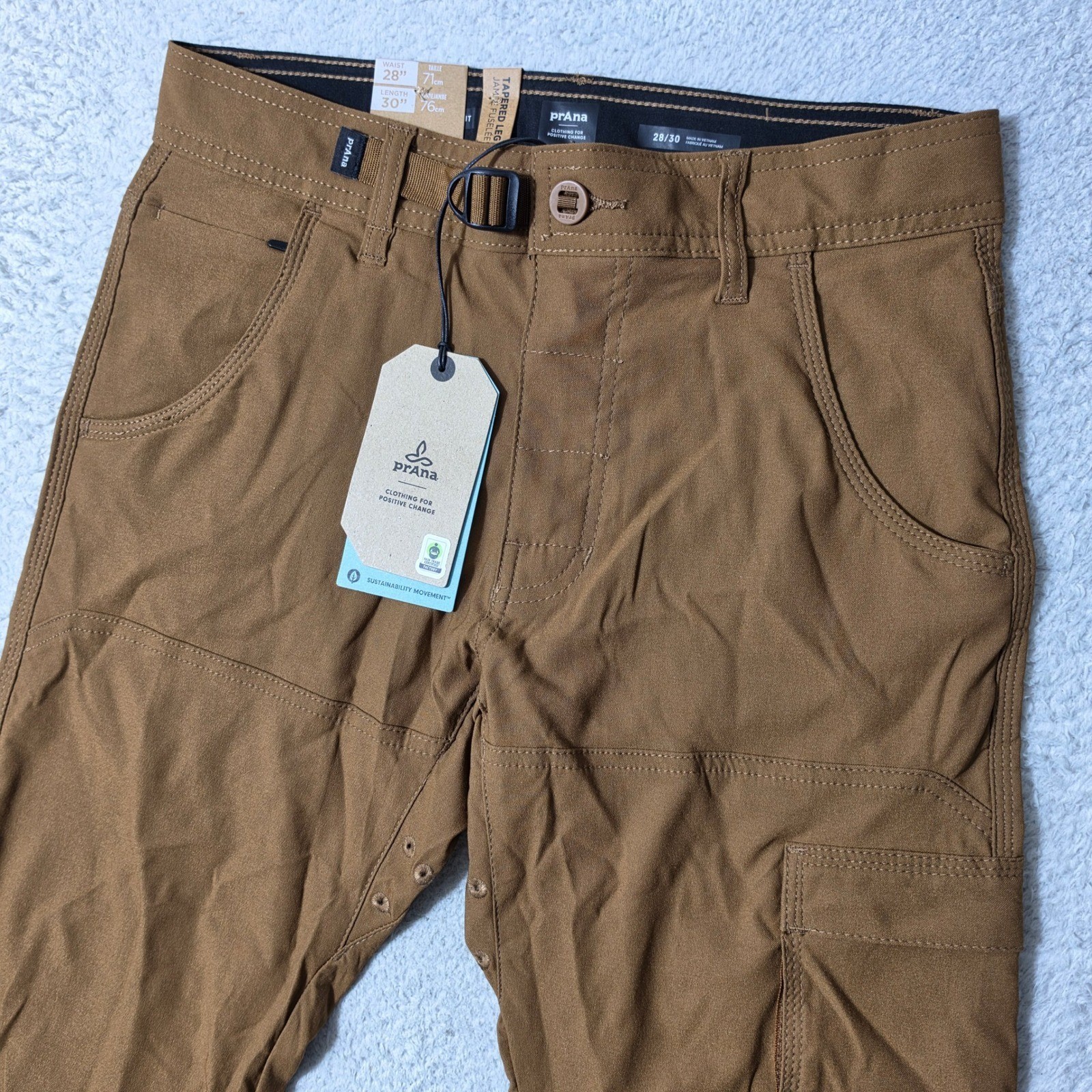 NEW Prana Stretch Zion Slim Pant II Mens 28/30 Sepia Brown Stretch Tapered Lg