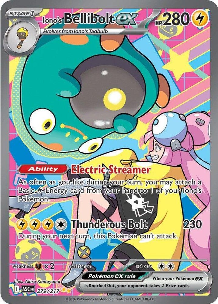 Iono\'s Bellibolt ex 279/217 Ascended Heroes Pokemon Holo NM Iono\'s Bellibolt ex 279/217 Ascended Heroes Pokemon Holo NM