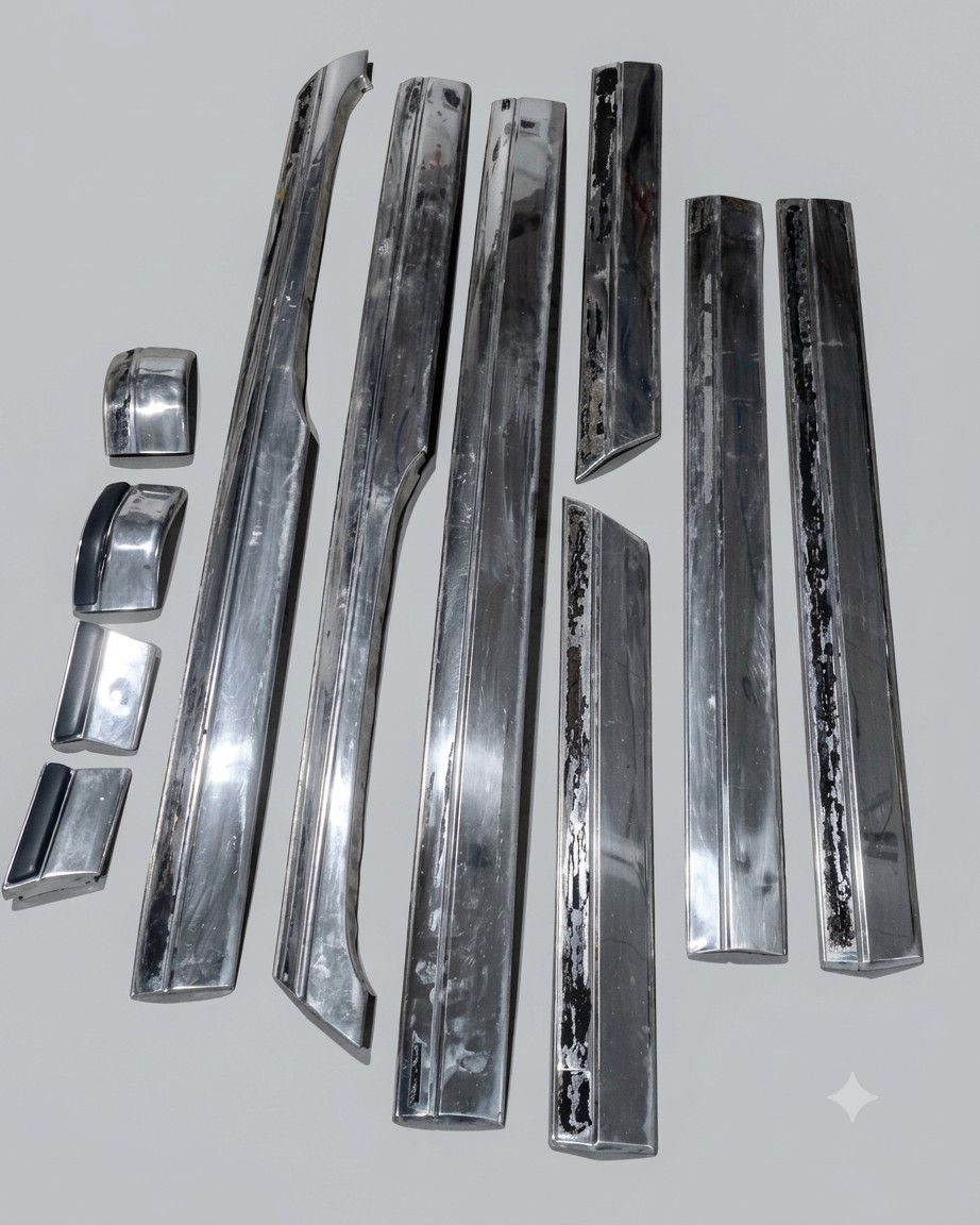 1991-1996 Buick Roadmaster Tailgate Sides Panel Chrome Lower Strip Trim Set 