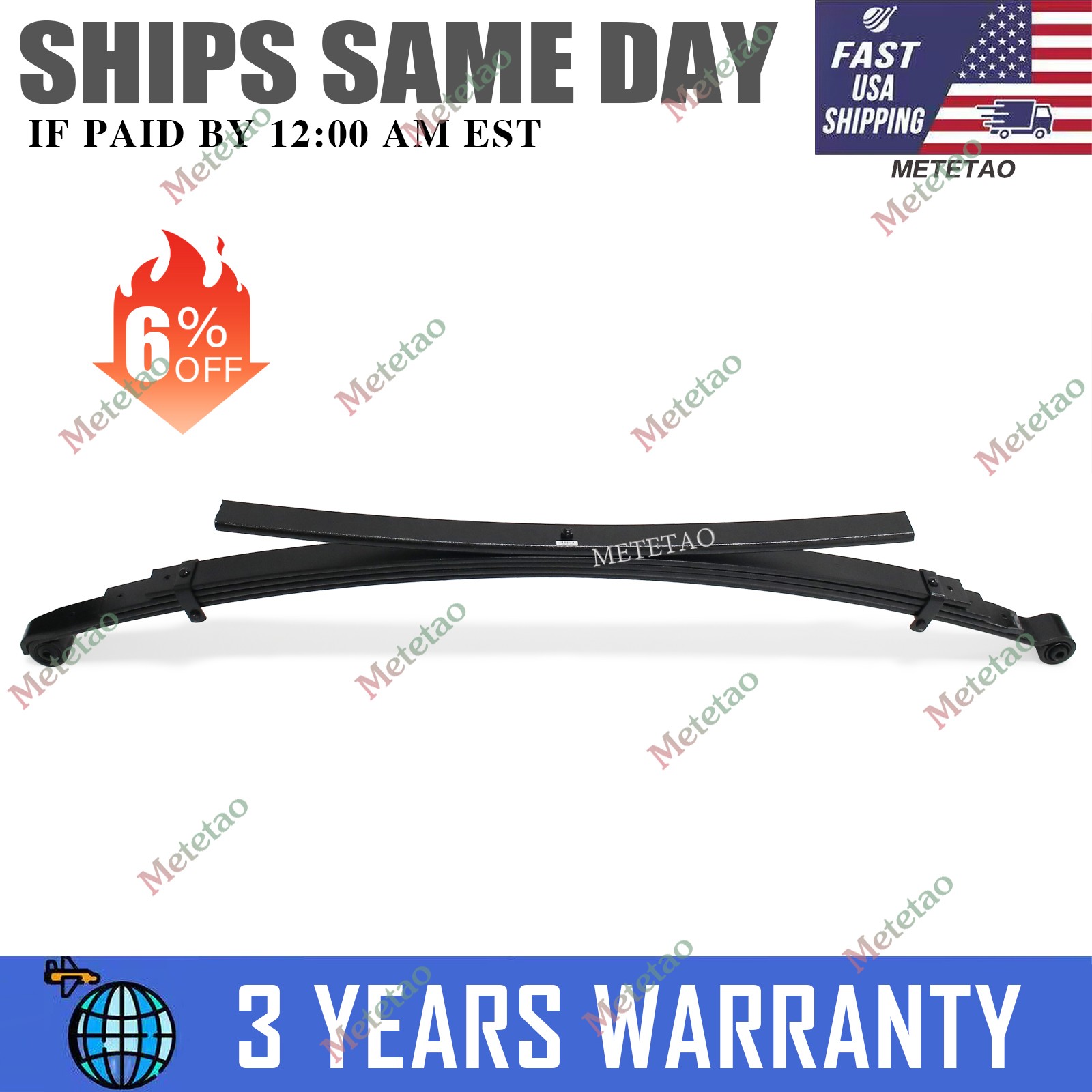 Steel Rear Leaf Spring With Bushing 5-Leaf Pack For Toyota Tundra 2007-2018