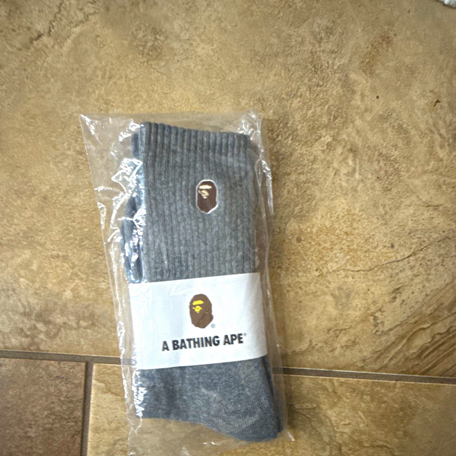 A Bathing Ape BAPE Gray Ribbed Crew Socks Ape Head Logo One Size 1 Pair A Bathing Ape BAPE Gray Ribbed Crew Socks Ape Head Logo One Size 1 Pair