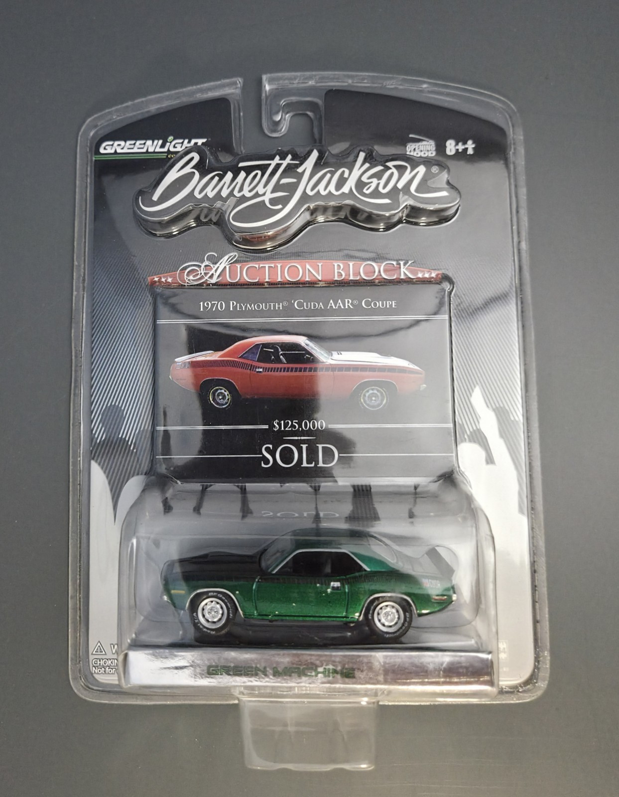 Greenlight 1/64 Green Machine Barrett-Jackson 1970 Plymouth Cuda AAR Coupe(READ) Greenlight 1/64 Green Machine Barrett-Jackson 1970 Plymouth Cuda AAR Coupe(READ)