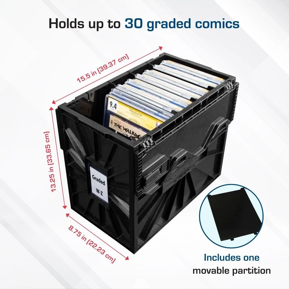 New (1 ct) BCW Graded Comic Bin- Black- Stackable