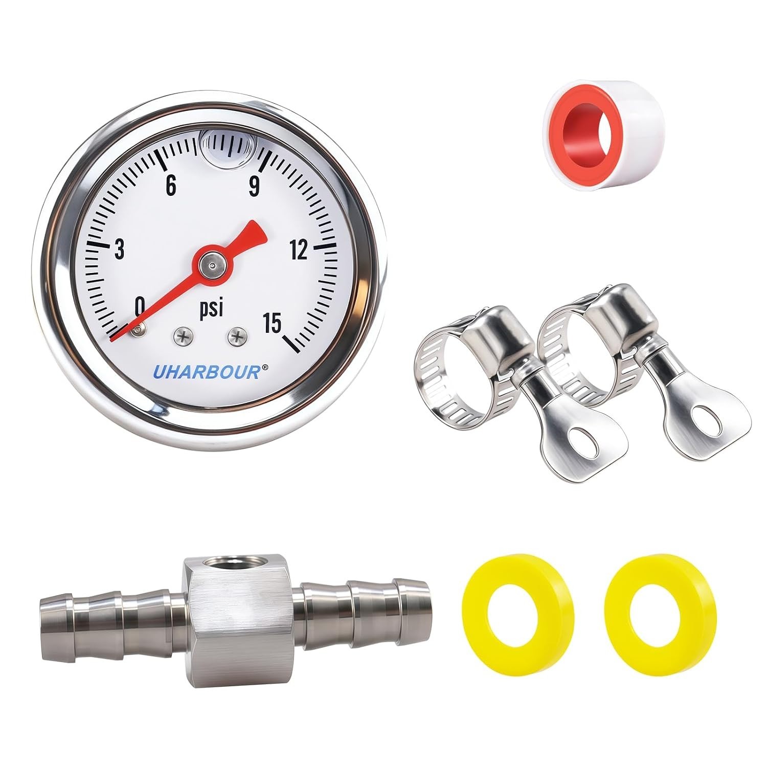 Universal Pressure Gauge 0-15Psi 8 Pack, 1.5\