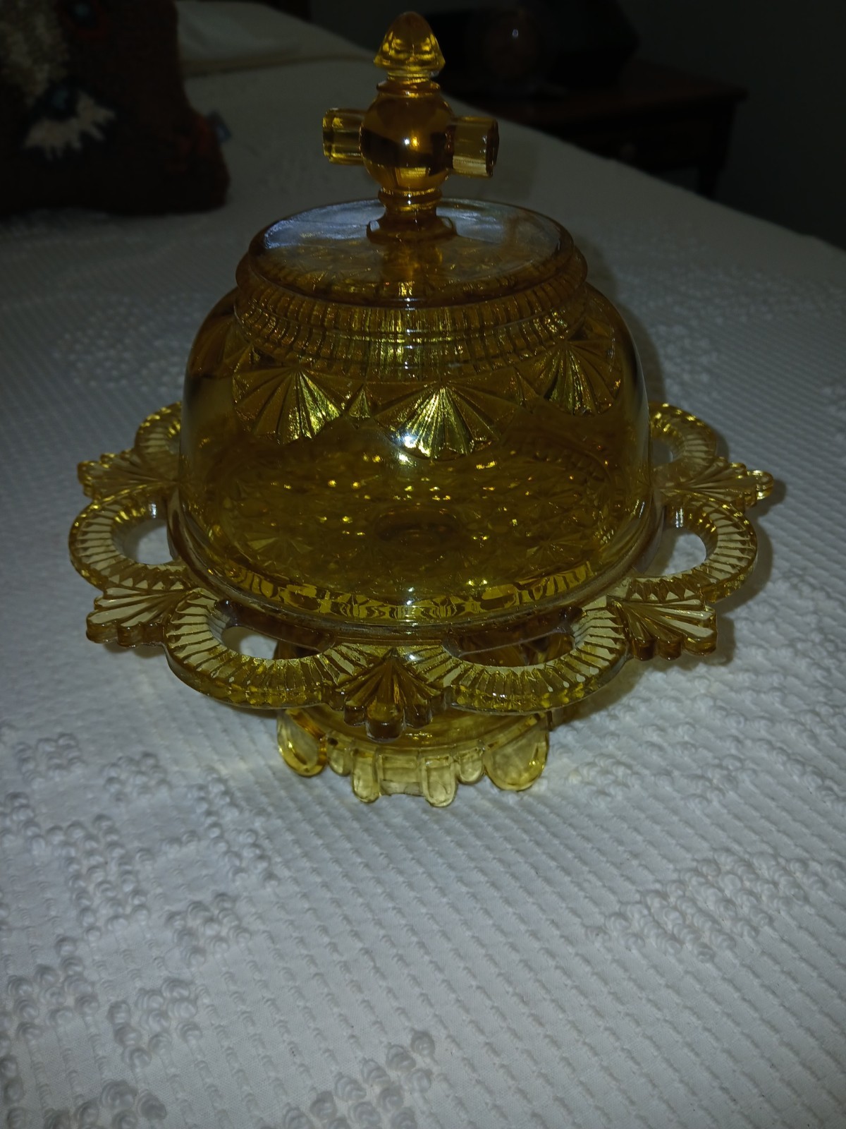 EPGA Glass Butter Dish Early  1900s Belmont  Glass 