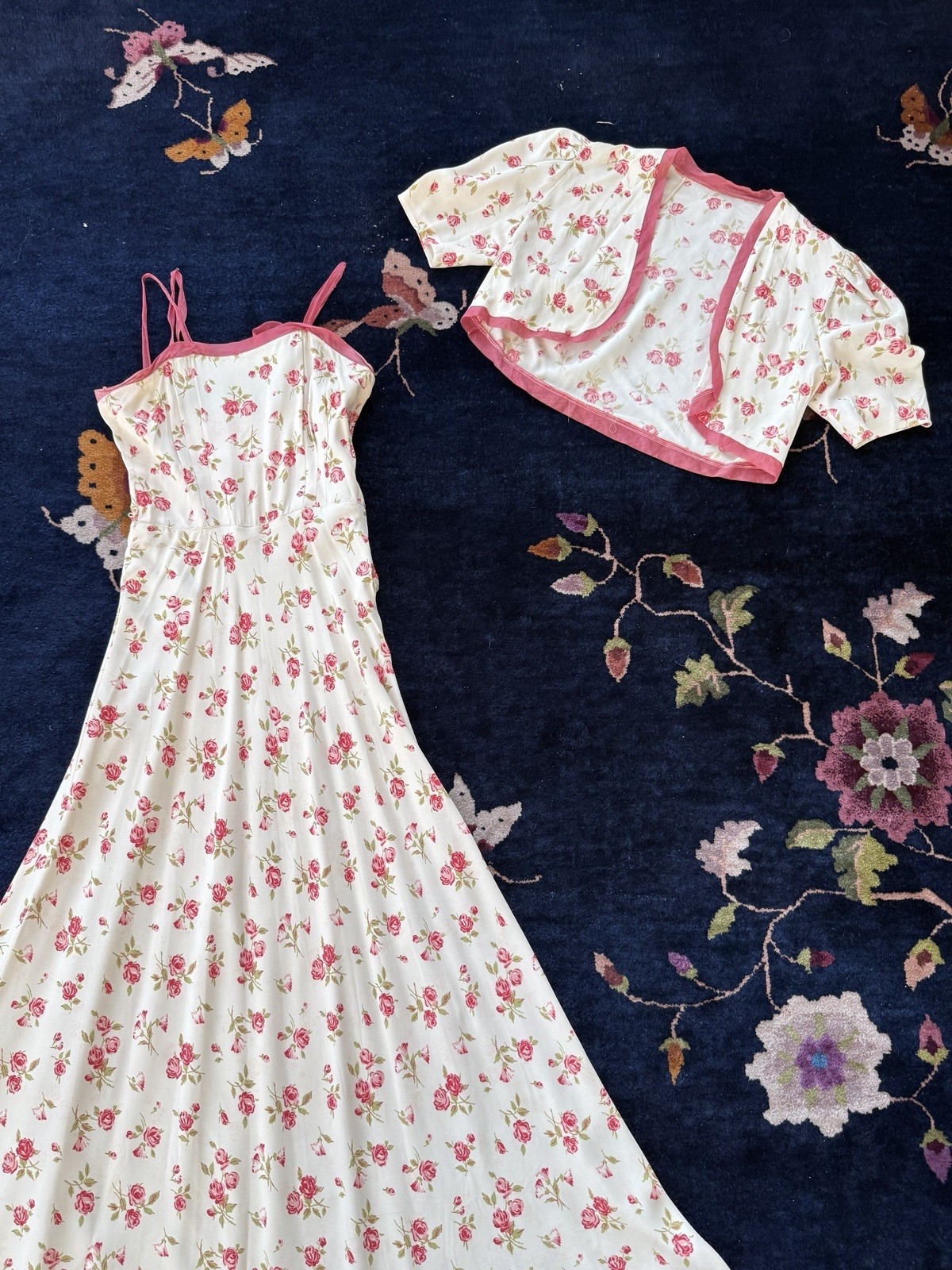 1930s Vintage Rare 2pc Floral Dress & Bolero Set. Lord & Taylor. 1930s Vintage Rare 2pc Floral Dress & Bolero Set. Lord & Taylor.