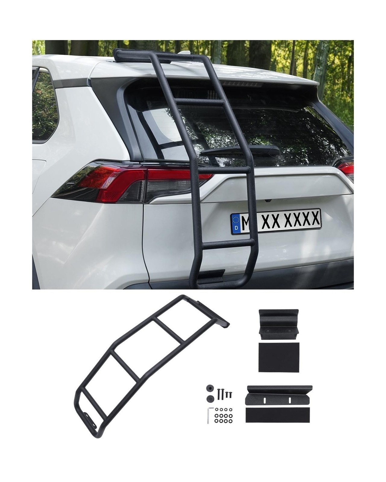 Rear Ladder - Fit For Toyota RAV4 19-25, Left Side Tailgate Ladder, Alum Rear Ladder - Fit For Toyota RAV4 19-25, Left Side Tailgate Ladder, Alum