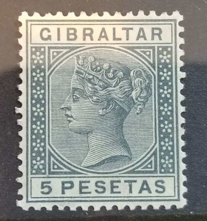 GIBRALTAR 1889 VICTORIA SG33 5P SLATE-GREY MOUNTED MINT