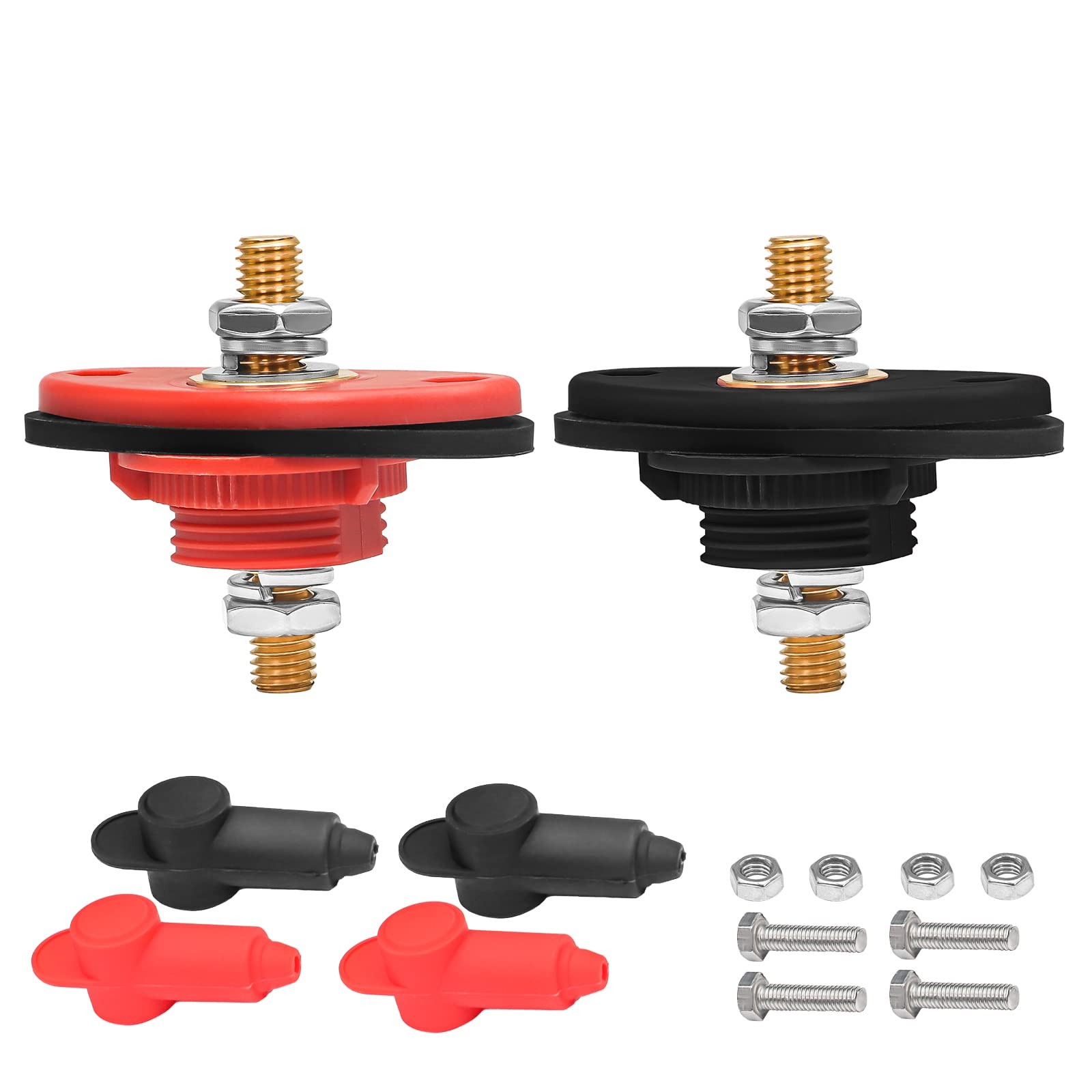 Recoil BTTP-38 High Current 3/8” Feed-Thru Panel Battery Terminal Red, Black Recoil BTTP-38 High Current 3/8” Feed-Thru Panel Battery Terminal Red, Black