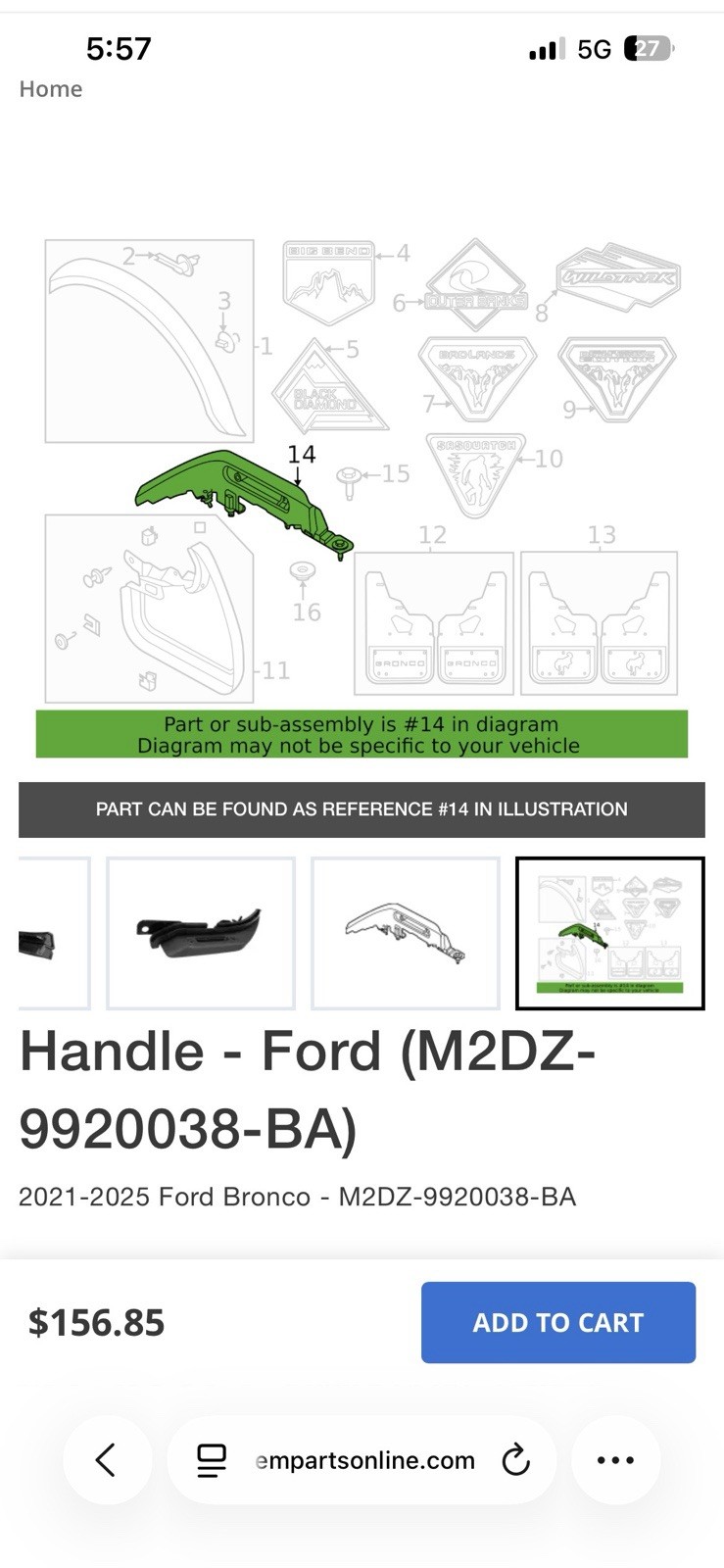 21-25 Ford Bronco Right Handle Assist 21-25 Ford Bronco Right Handle Assist