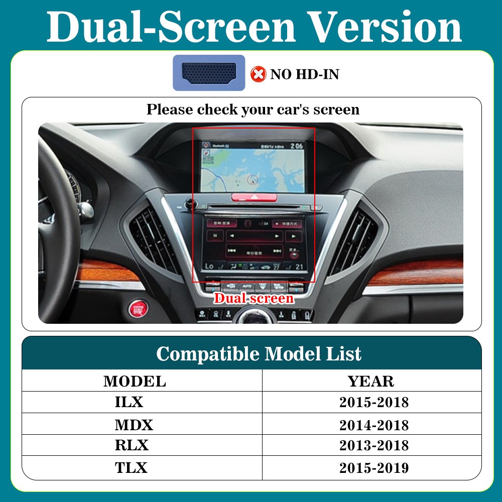 Wireless CarPlay Android Auto Decoder Adapter Retrofit For Acura ILX MDX RLX TLX
