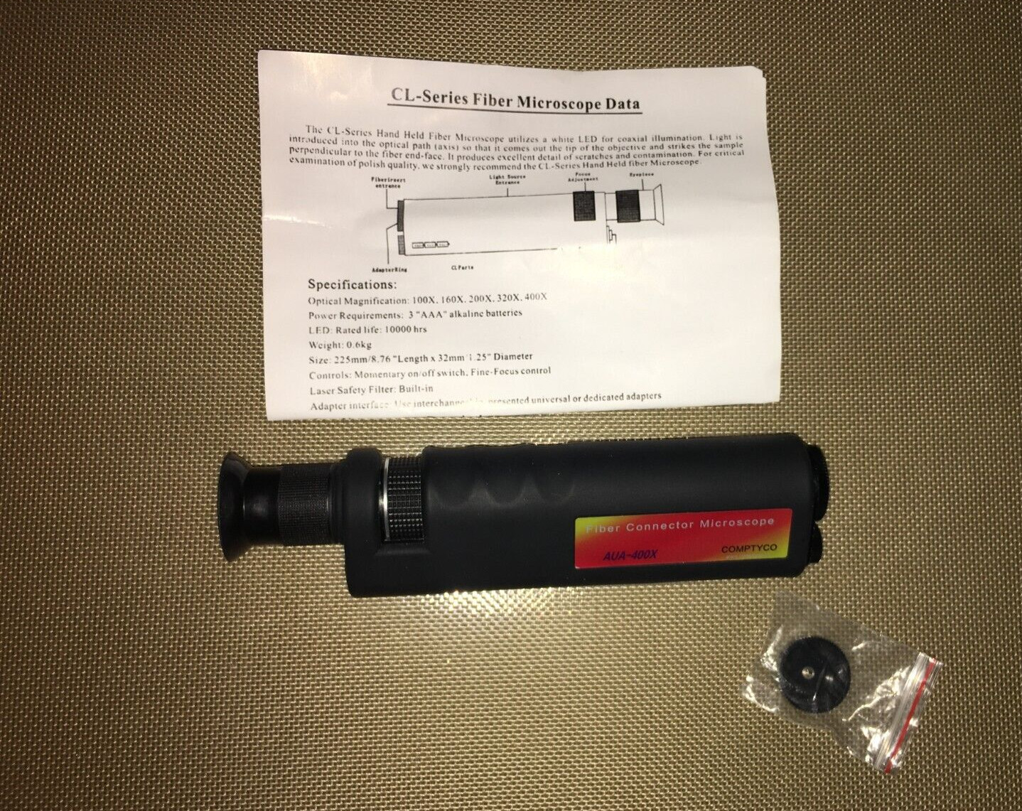 COMPTYCO AUA-400X Hand Held Fiber Optic Microscope