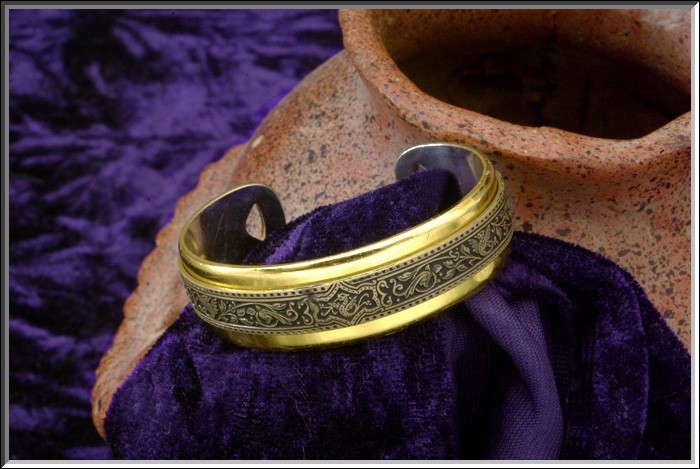 Gorgeous Vtg Signed ALBERT FLAMAND Paris Fladium Damascene Cuff BRACELET RARE Gorgeous Vtg Signed ALBERT FLAMAND Paris Fladium Damascene Cuff BRACELET RARE