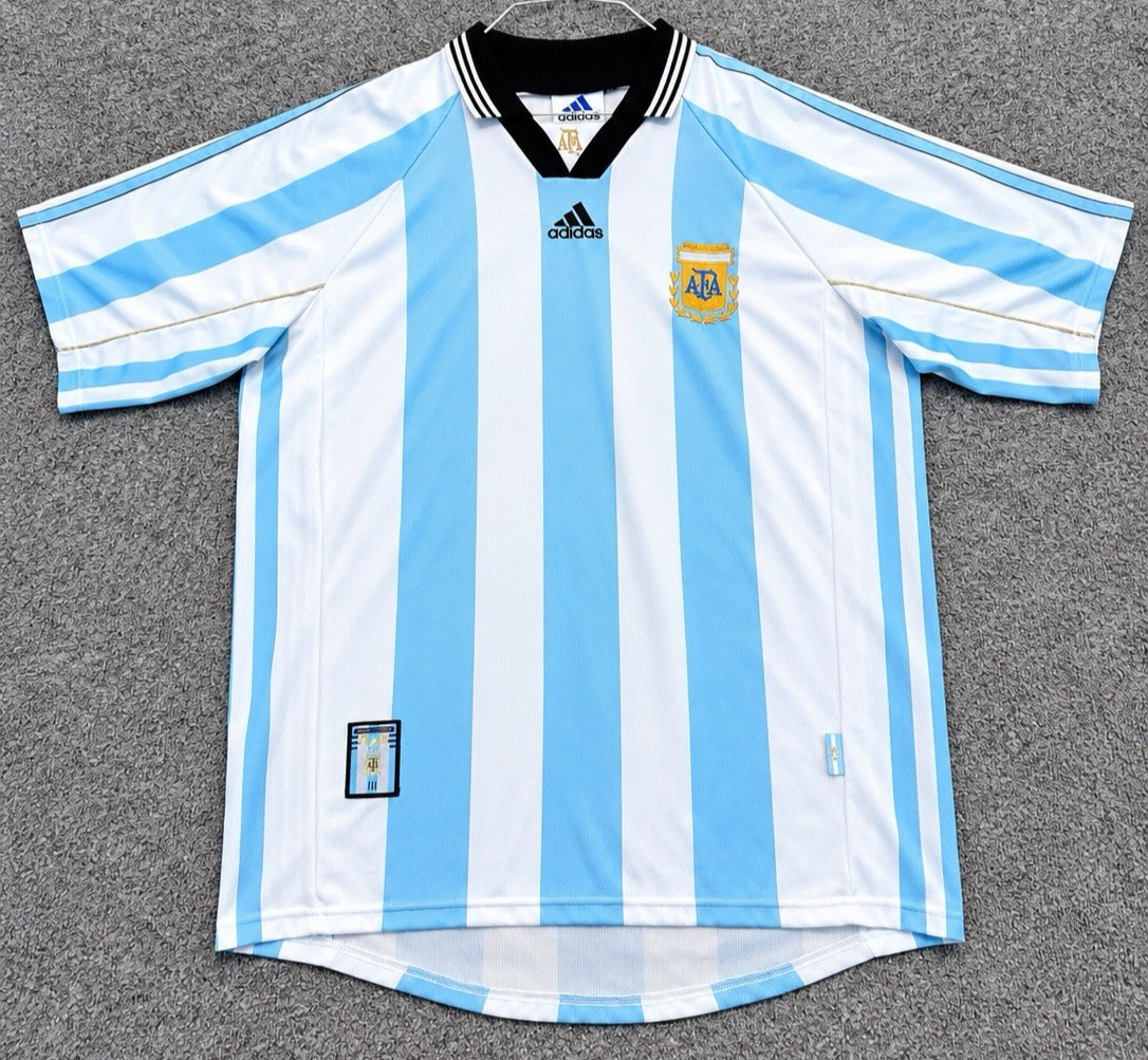 Vintage Adidas Argentina 1998-1999 Home Soccer Jersey Blue Men\'s Size Large