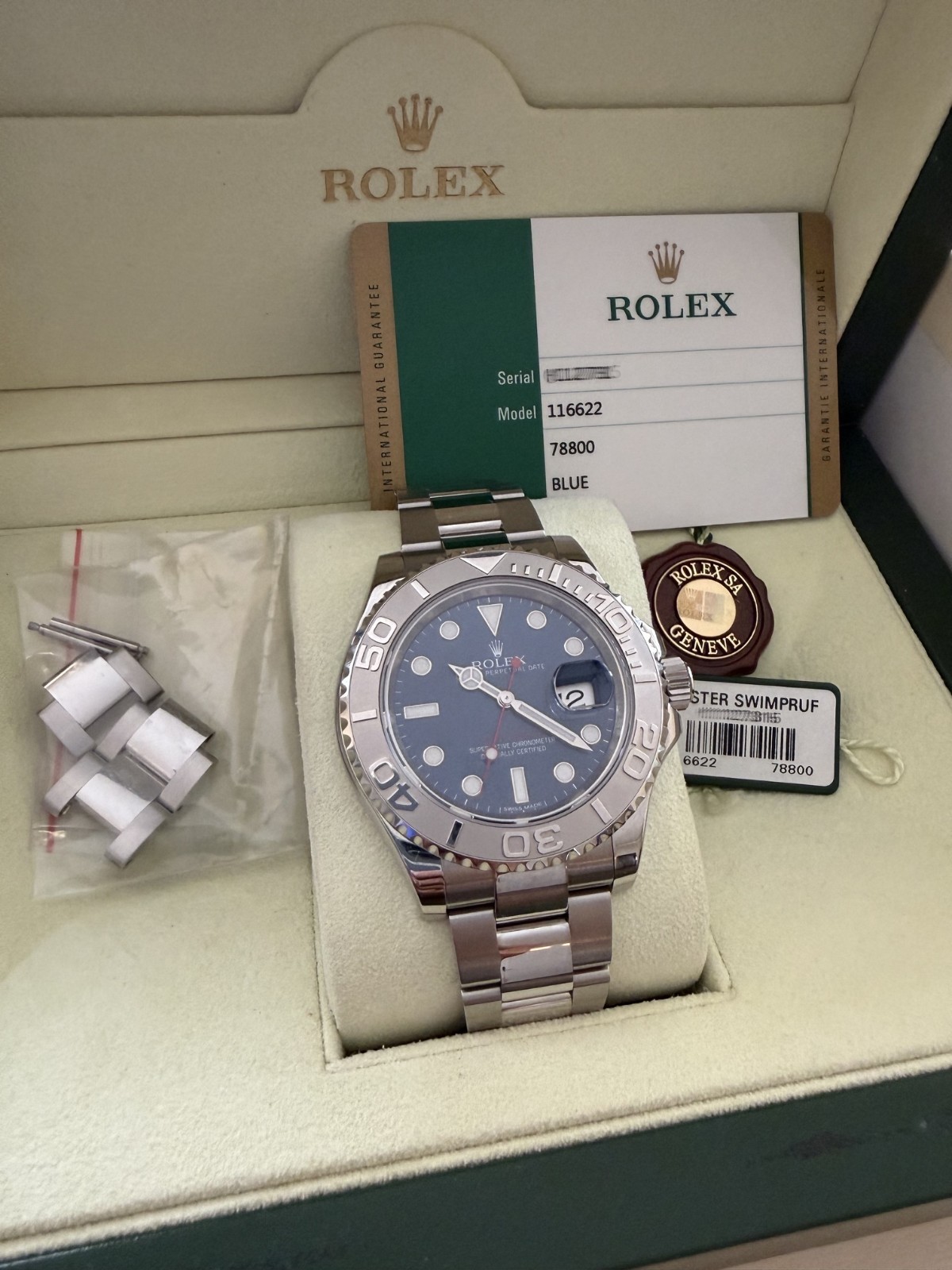 PRE-OWNED MEN\'S ROLEX YACHT-MASTER 40MM BLUE DIAL OYSTER WATCH UNWORN MINT