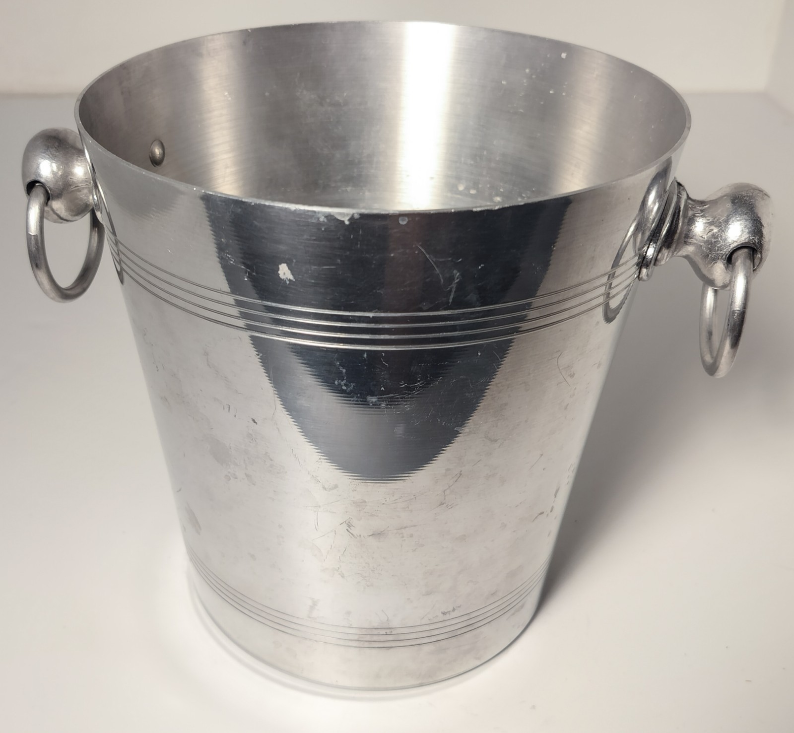 Vintage French Bourgeat Wine Chiller Aluminum France Ring Handles Decor Bar Ice