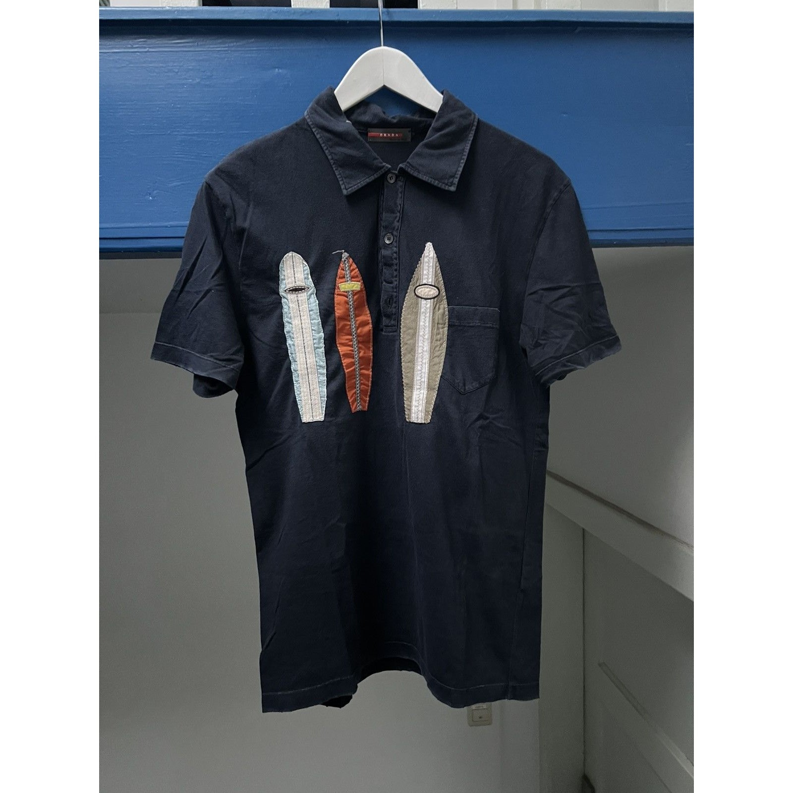 Prada vintage surfboard polo medium Navy