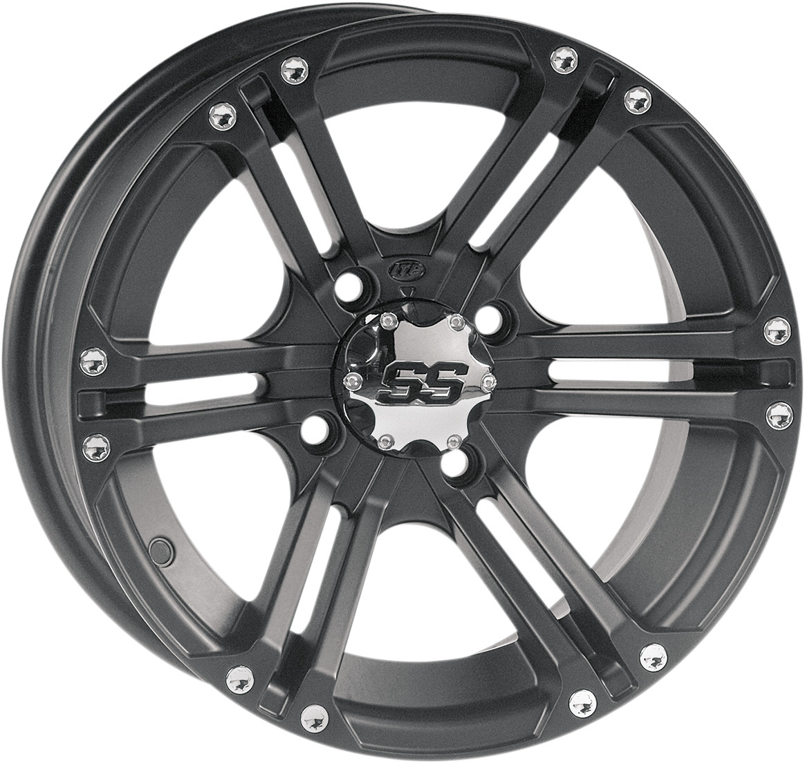 ITP SS212 Alloy Wheel 12x7 5+2 Offset 4/110 Black ATV UTV