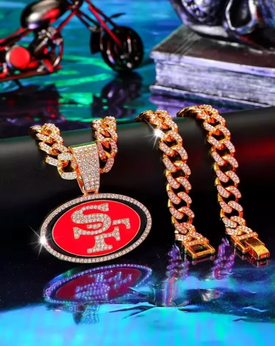 SAN FRANCISCO 49ERS Bling Hip Hop cubic zirconia Pendant 24