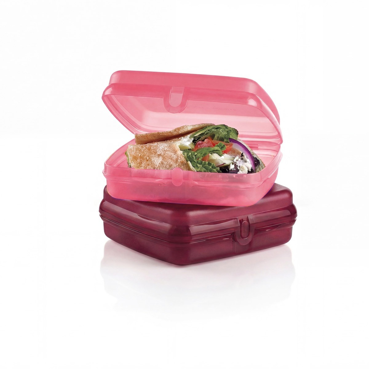 Tupperware Eco Plus Sandwich Keeper Container Set Red Pink New Tupperware Eco Plus Sandwich Keeper Container Set Red Pink New