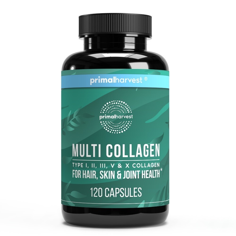 1-3x Primal Harvest Multi Collagen 120 Capsules (I, II, III, V, X) Supplement,