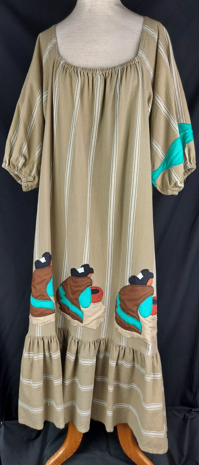 Vintage Alfredo’s Wife Dress Women\'s  Cotton Southwest Potter Striped One Size L