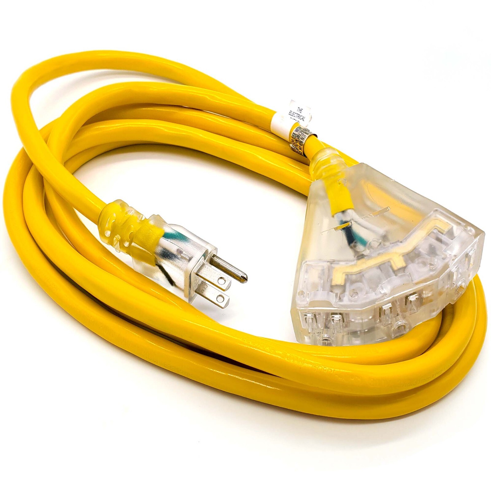 10 Gauge (10 ft, 25 ft, 50 ft, 100 ft) 3 Outlet Lighted Extension Cord - 10 Awg