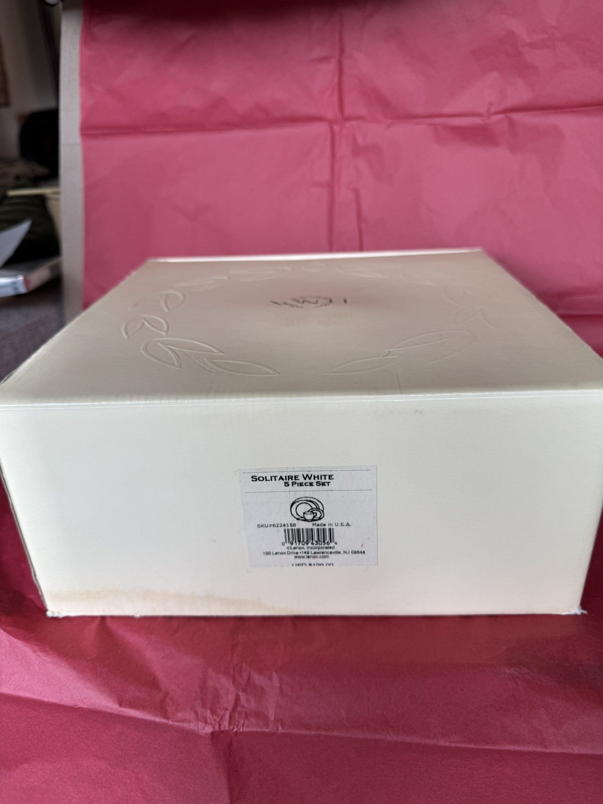 NIB LENOX DIMENSION COLLECTION “SOLITAIRE WHITE” 5 PIECE PLACE SETTING NIB LENOX DIMENSION COLLECTION “SOLITAIRE WHITE” 5 PIECE PLACE SETTING