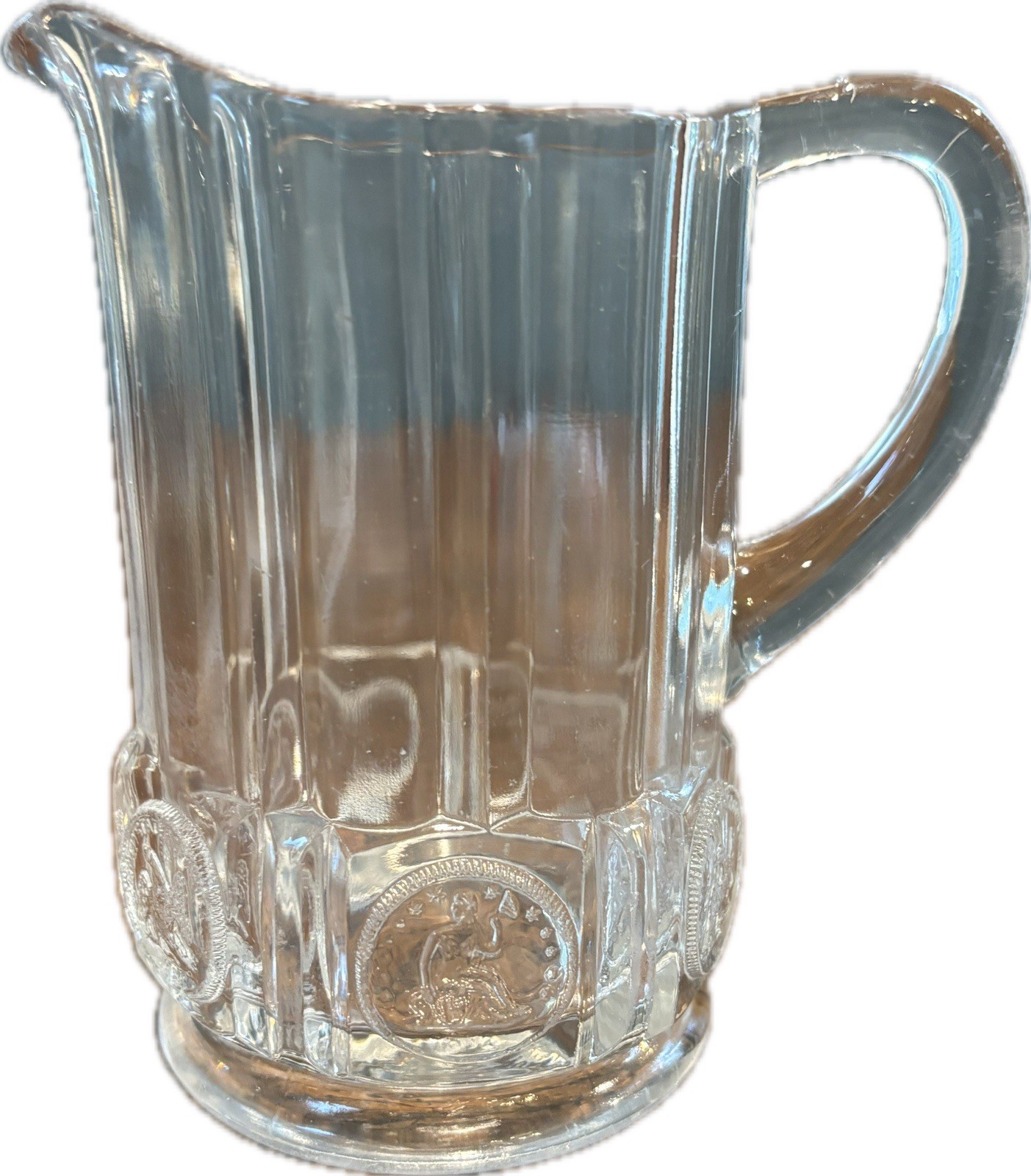 Rare Antique 1892 EAPG US Coin Glass Creamer Central Glass Co Original NO BANNER