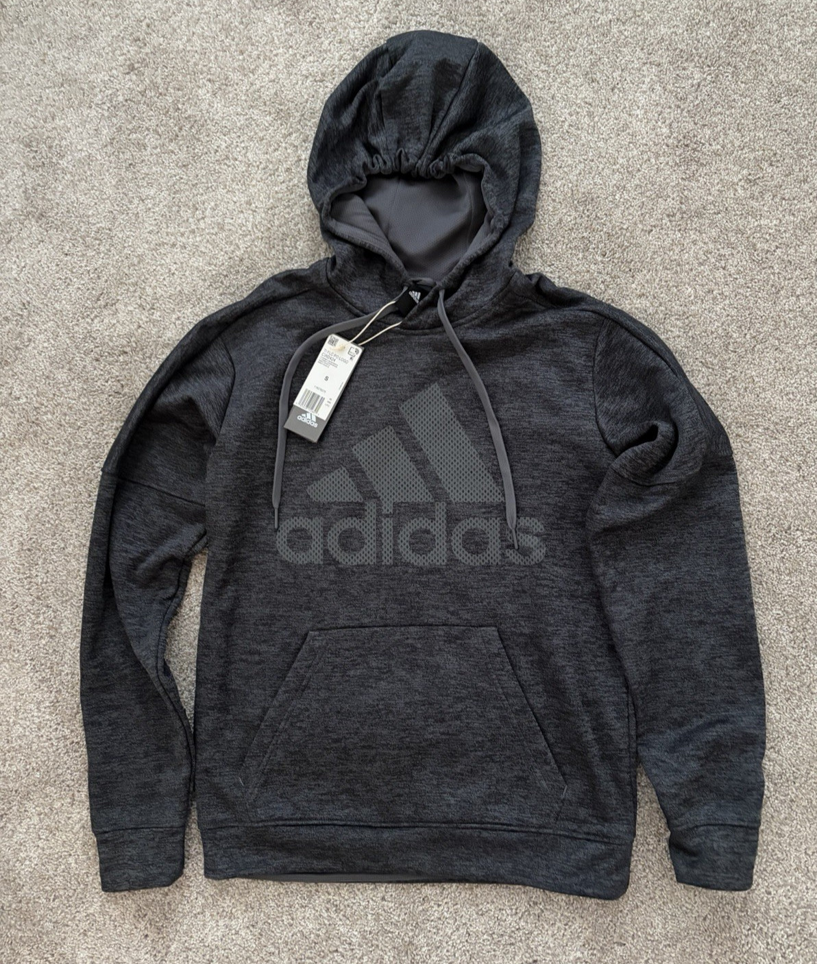 Adidas Men\'s TI FLC Pullover Logo Hoodie Dark Gray CW2424 Size S, NWT