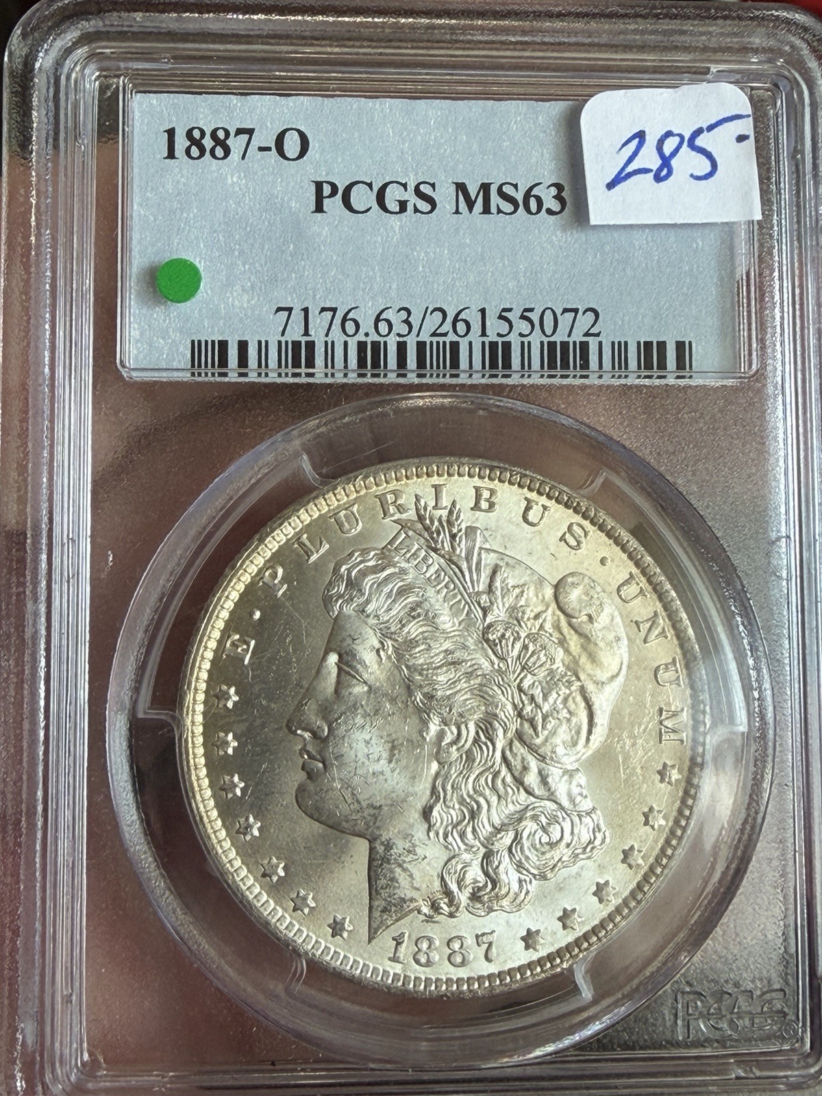 1887-O $1 MORGAN DOLLAR - PCGS MS-63, LUSTROUS