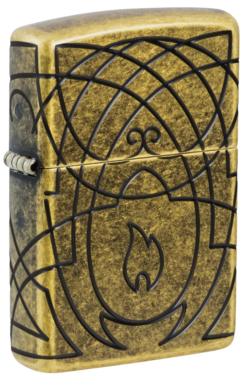 Zippo 47254, Elegant Flame Armor Lighter, Antique Brass Finish,  NEW